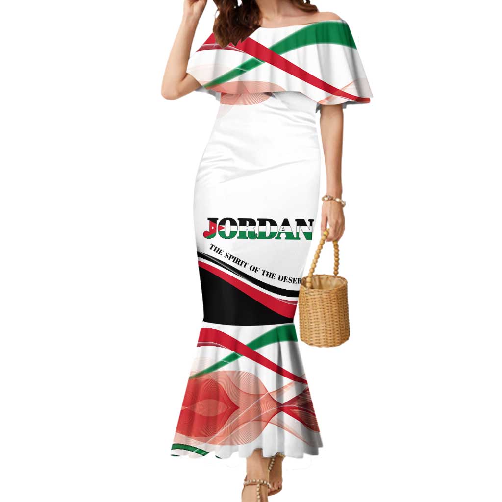 Jordan Emblem Mermaid Dress with Flag Colors and Desert Spirit Quote