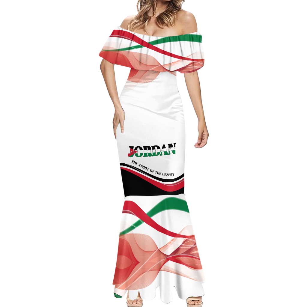 Jordan Emblem Mermaid Dress with Flag Colors and Desert Spirit Quote