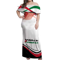 Jordan Emblem Off Shoulder Maxi Dress with Flag Colors and Desert Spirit Quote