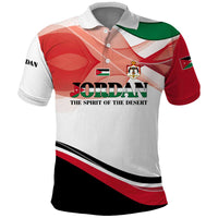 Jordan Emblem Polo Shirt with Flag Colors and Desert Spirit Quote