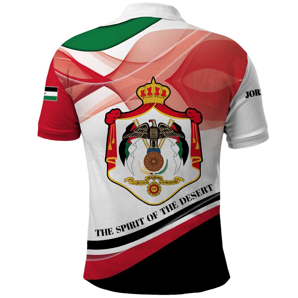 Jordan Emblem Polo Shirt with Flag Colors and Desert Spirit Quote
