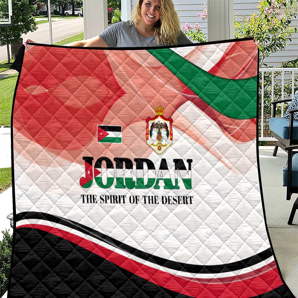 Jordan Emblem Quilt with Flag Colors and Desert Spirit Quote