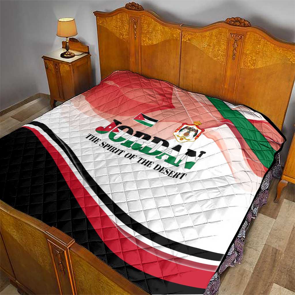 Jordan Emblem Quilt with Flag Colors and Desert Spirit Quote