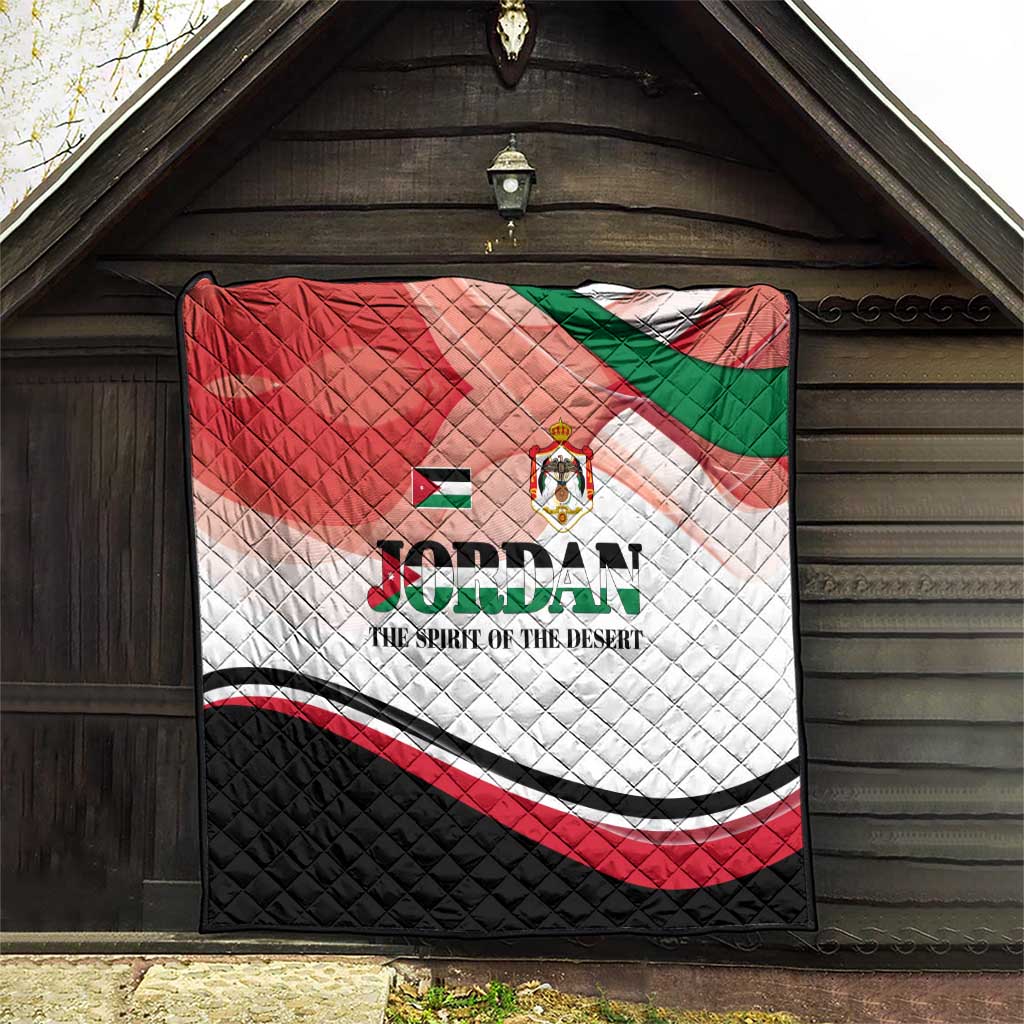 Jordan Emblem Quilt with Flag Colors and Desert Spirit Quote