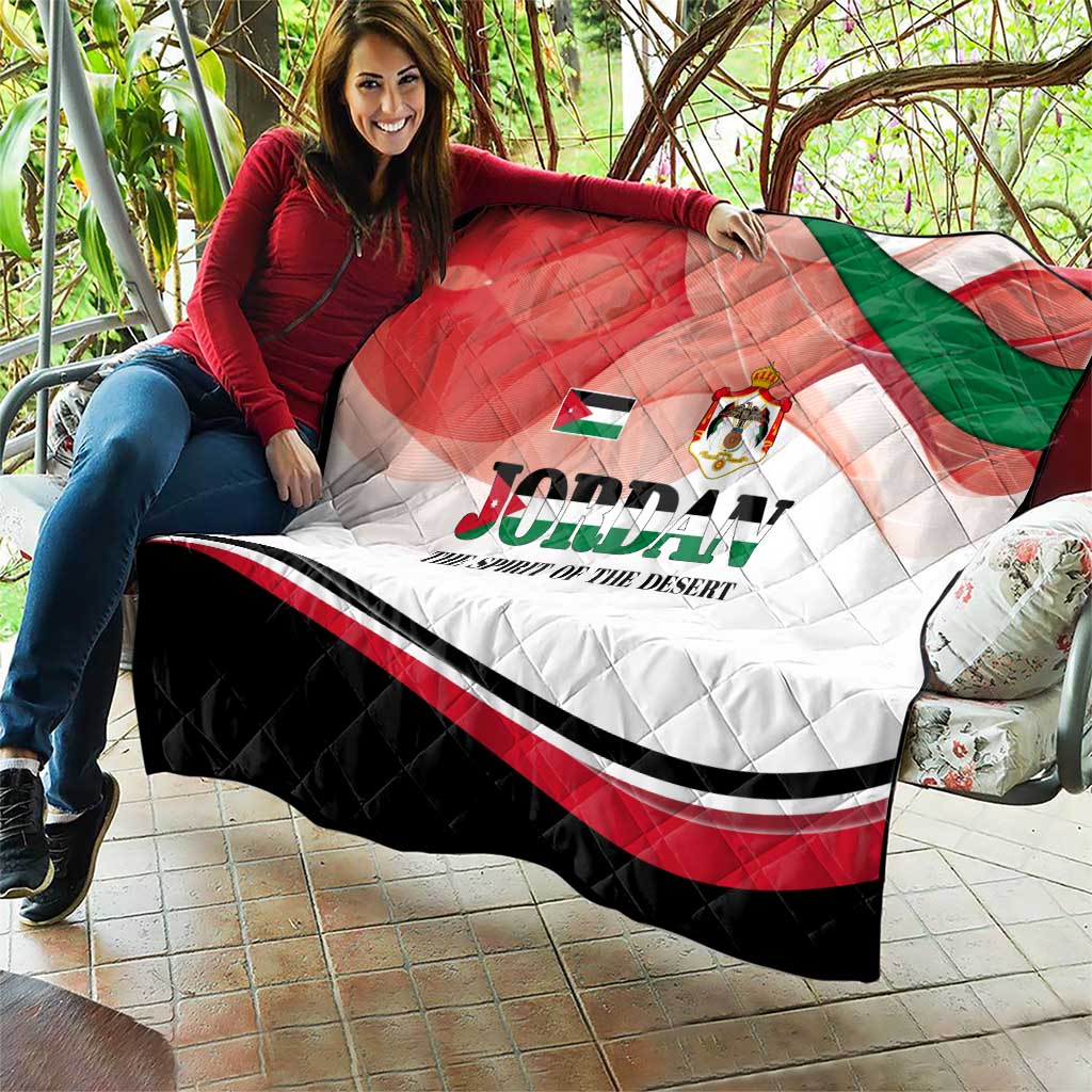 Jordan Emblem Quilt with Flag Colors and Desert Spirit Quote