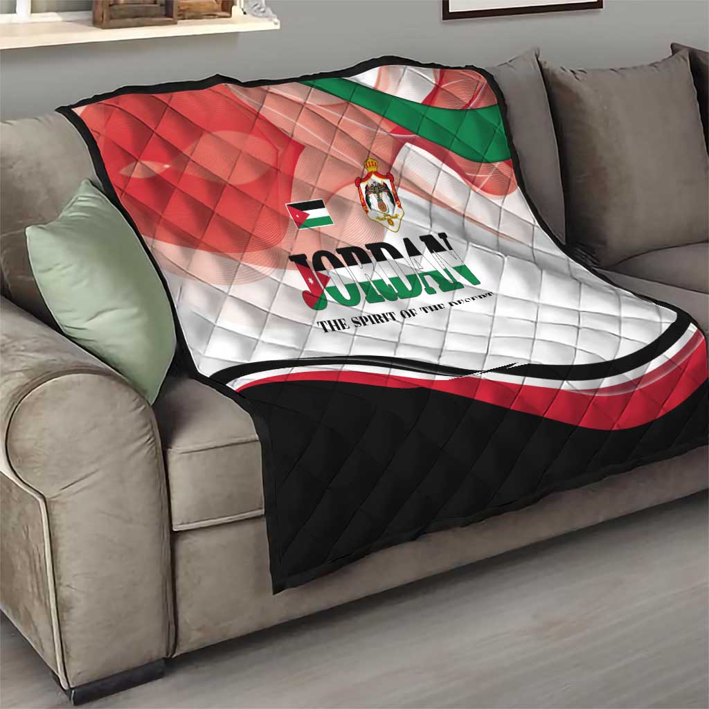 Jordan Emblem Quilt with Flag Colors and Desert Spirit Quote