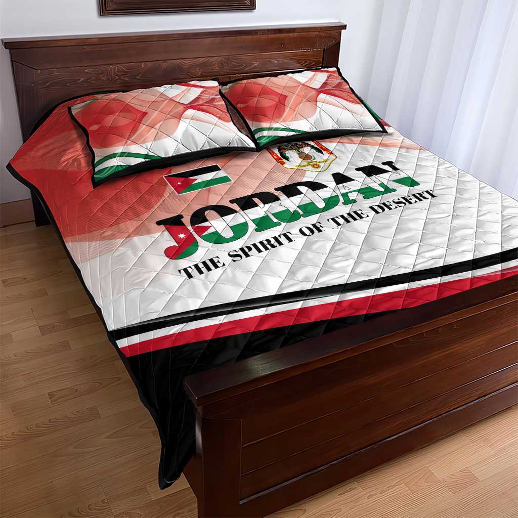 Jordan Emblem Quilt Bed Set with Flag Colors and Desert Spirit Quote