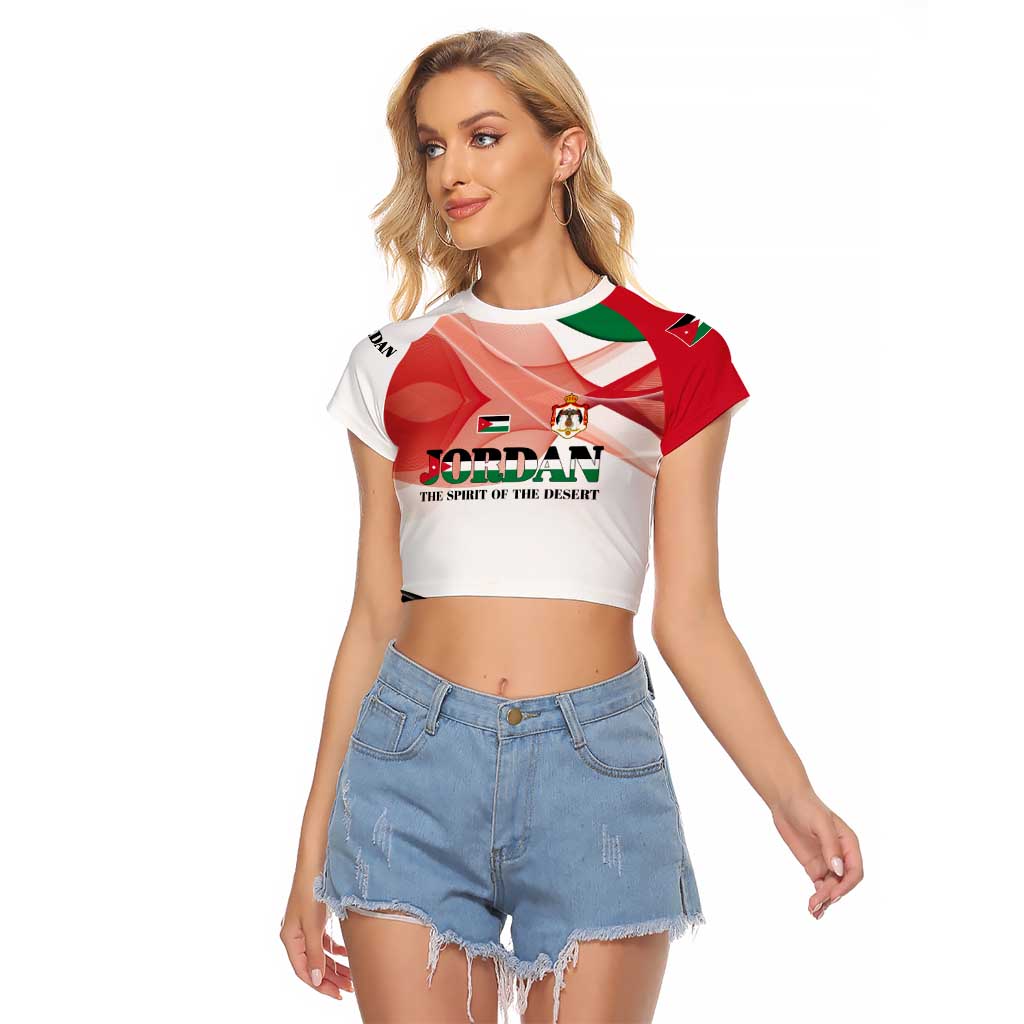 Jordan Emblem Raglan Cropped T Shirt with Flag Colors and Desert Spirit Quote