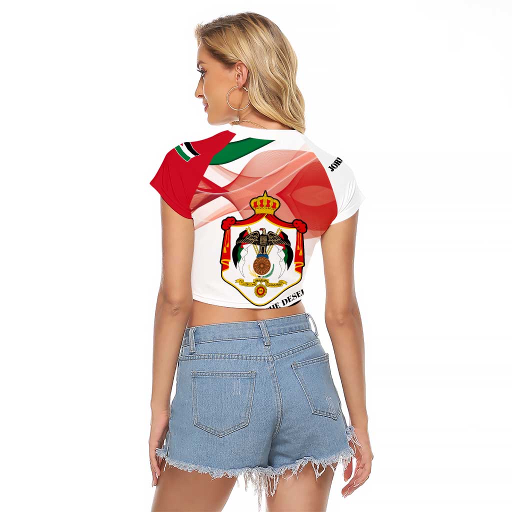 Jordan Emblem Raglan Cropped T Shirt with Flag Colors and Desert Spirit Quote