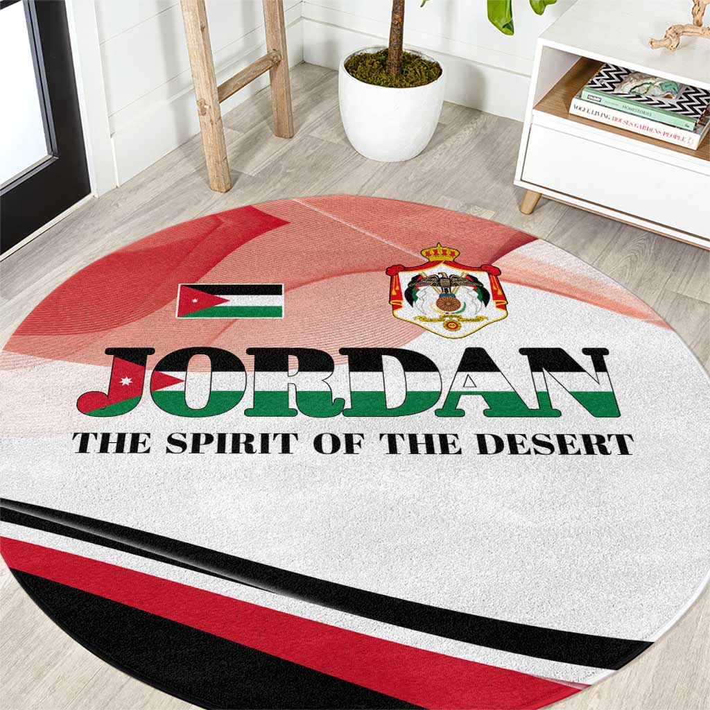 Jordan Emblem Round Carpet with Flag Colors and Desert Spirit Quote