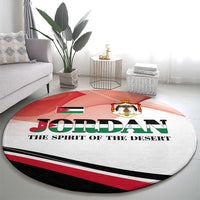 Jordan Emblem Round Carpet with Flag Colors and Desert Spirit Quote