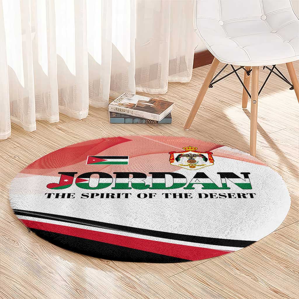 Jordan Emblem Round Carpet with Flag Colors and Desert Spirit Quote