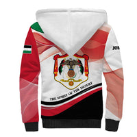 Jordan Emblem Sherpa Hoodie with Flag Colors and Desert Spirit Quote