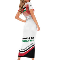 Jordan Emblem Short Sleeve Bodycon Dress with Flag Colors and Desert Spirit Quote