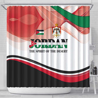 Jordan Emblem Shower Curtain with Flag Colors and Desert Spirit Quote
