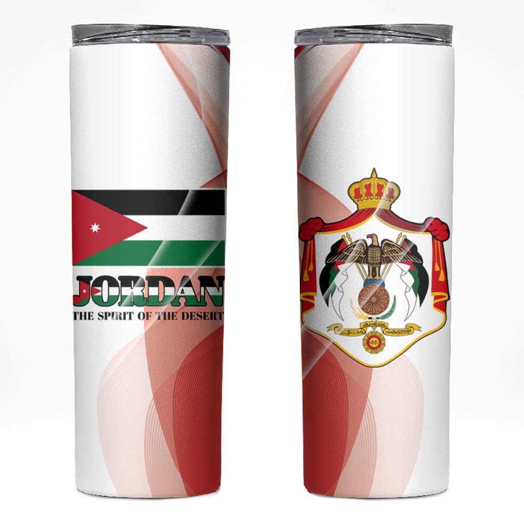 Jordan Emblem Skinny Tumbler with Flag Colors and Desert Spirit Quote