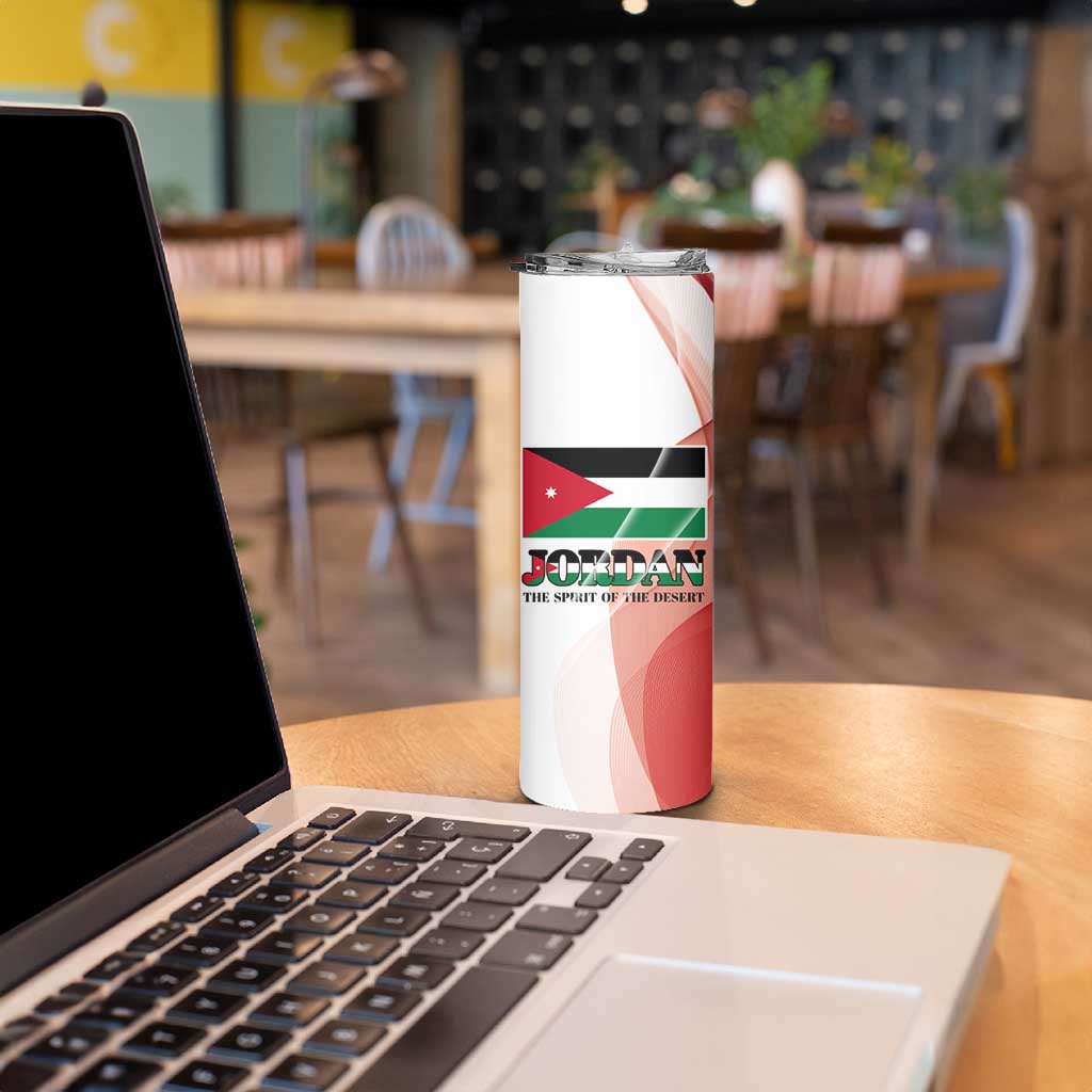 Jordan Emblem Skinny Tumbler with Flag Colors and Desert Spirit Quote