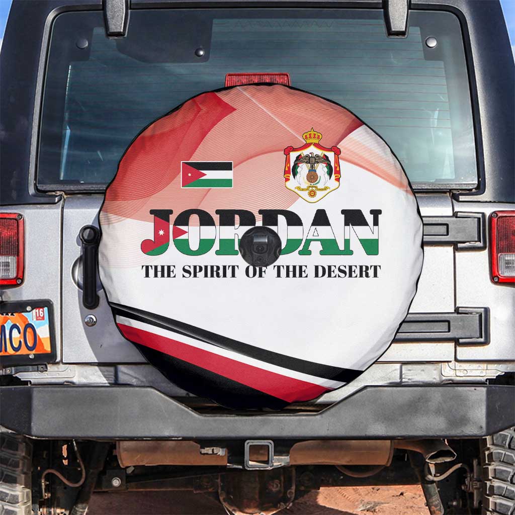 Jordan Emblem Spare Tire Cover with Flag Colors and Desert Spirit Quote
