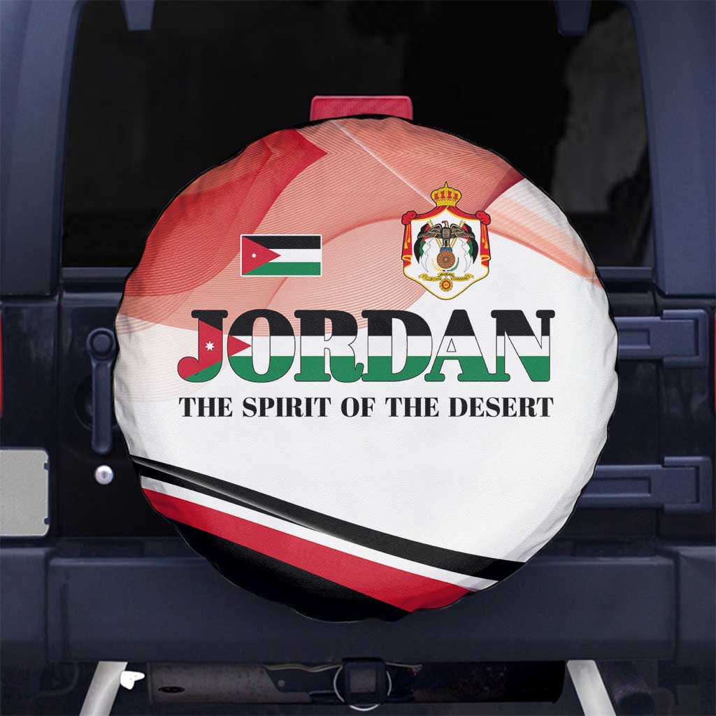 Jordan Emblem Spare Tire Cover with Flag Colors and Desert Spirit Quote