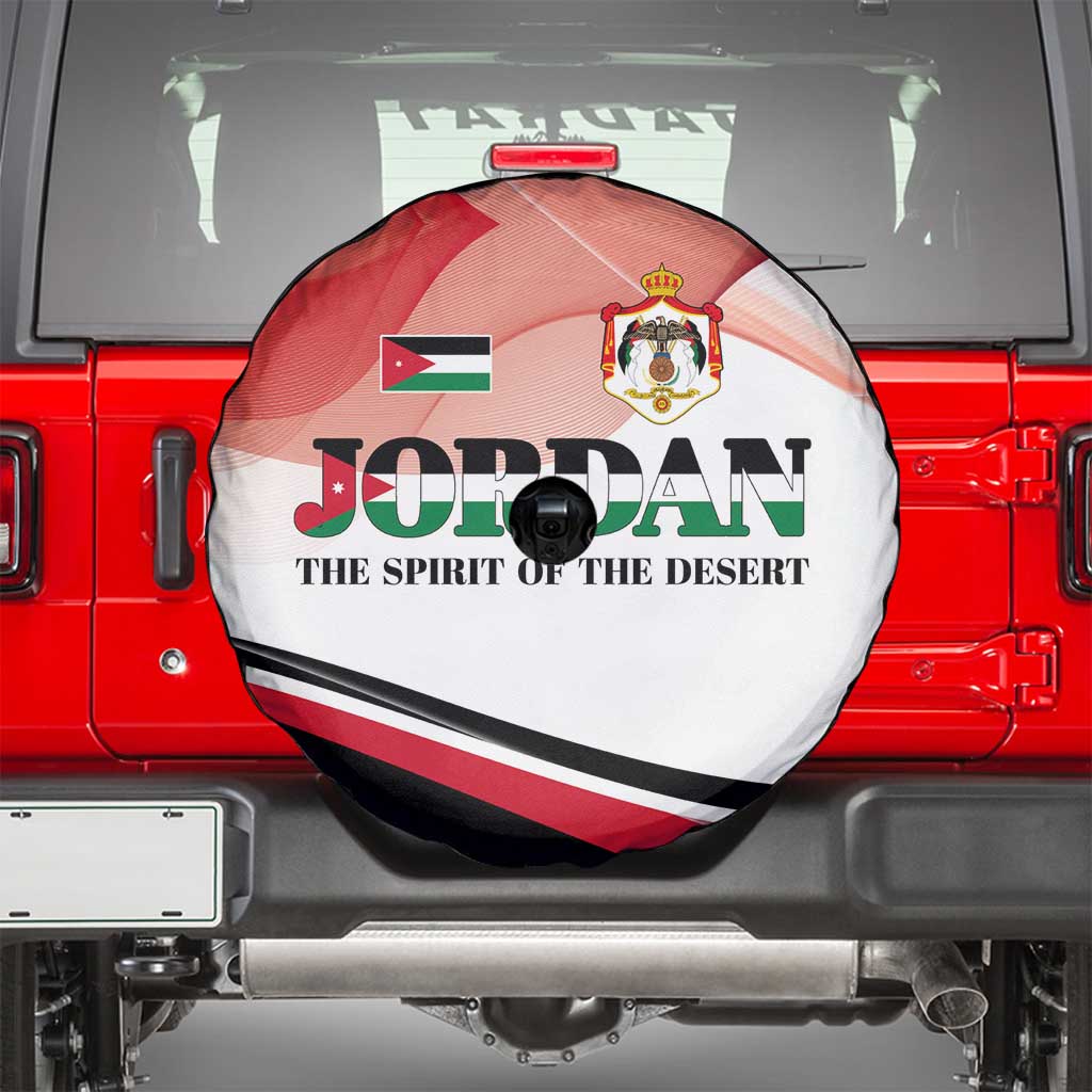 Jordan Emblem Spare Tire Cover with Flag Colors and Desert Spirit Quote