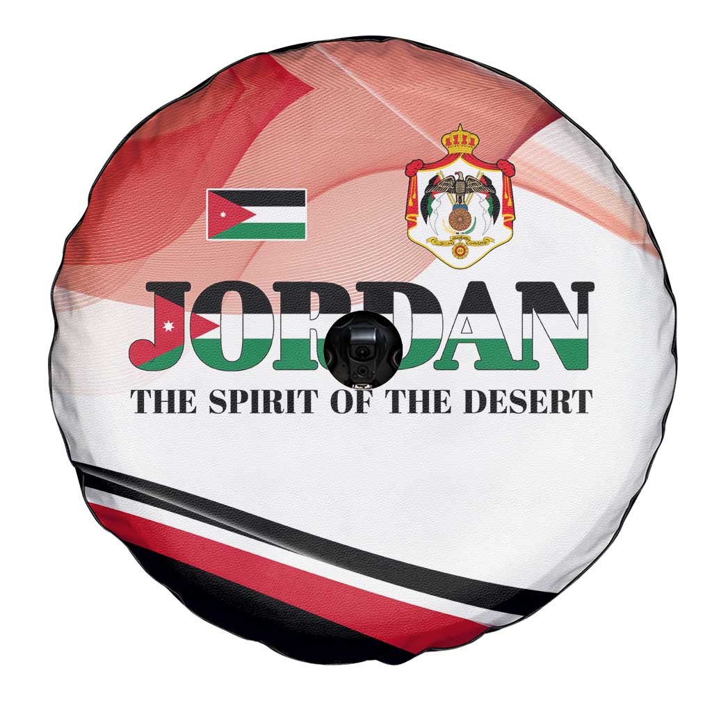 Jordan Emblem Spare Tire Cover with Flag Colors and Desert Spirit Quote