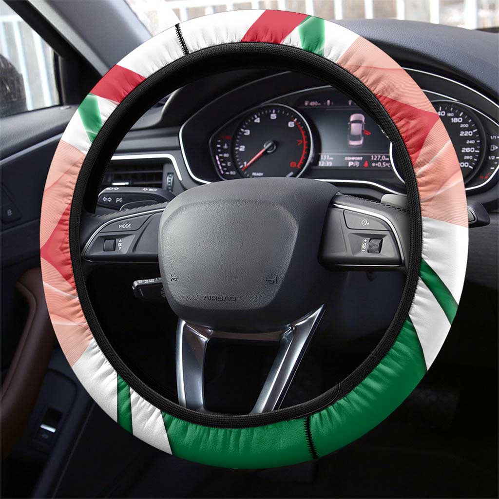 Jordan Emblem Steering Wheel Cover with Flag Colors and Desert Spirit Quote