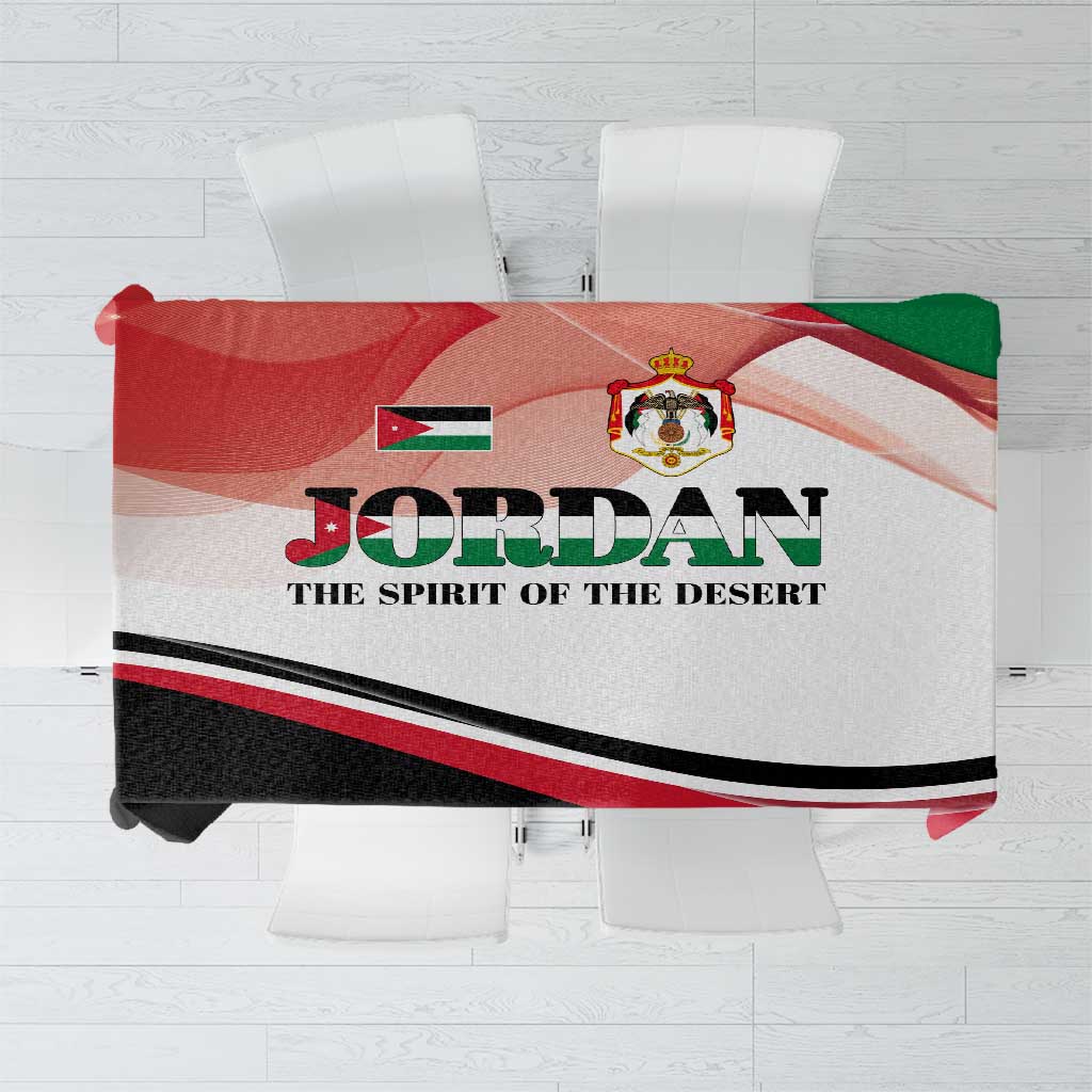 Jordan Emblem Tablecloth with Flag Colors and Desert Spirit Quote