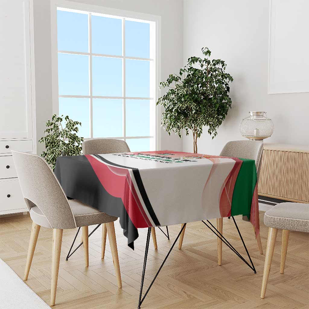 Jordan Emblem Tablecloth with Flag Colors and Desert Spirit Quote
