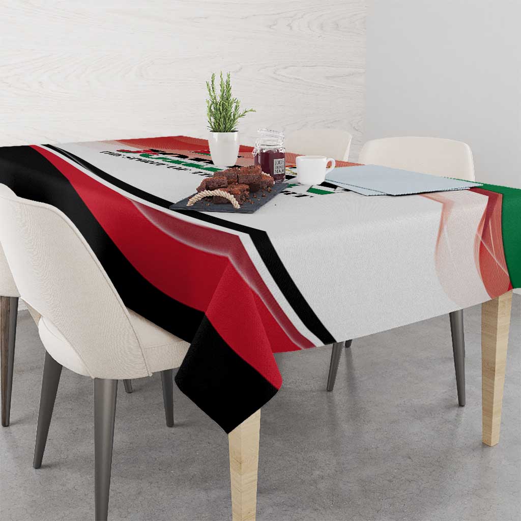 Jordan Emblem Tablecloth with Flag Colors and Desert Spirit Quote