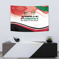 Jordan Emblem Tapestry with Flag Colors and Desert Spirit Quote