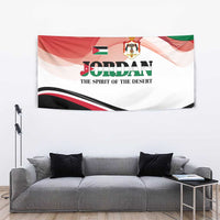 Jordan Emblem Tapestry with Flag Colors and Desert Spirit Quote