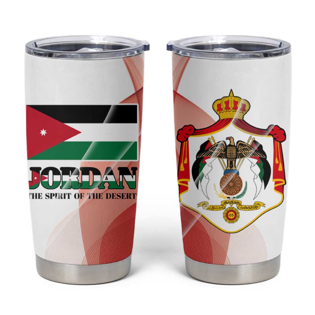 Jordan Emblem Tumbler Cup with Flag Colors and Desert Spirit Quote