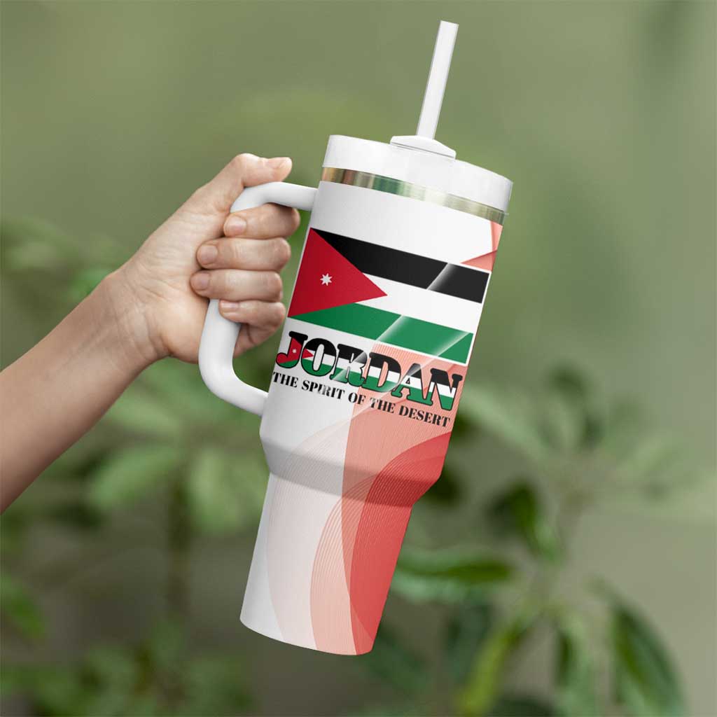 Jordan Emblem Tumbler With Handle with Flag Colors and Desert Spirit Quote