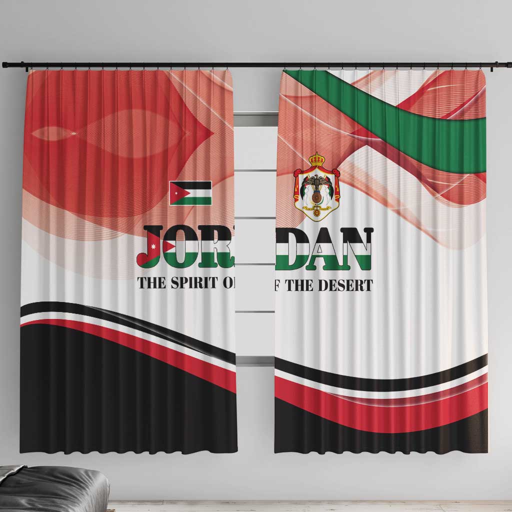Jordan Emblem Window Curtain with Flag Colors and Desert Spirit Quote