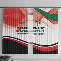 Jordan Emblem Window Curtain with Flag Colors and Desert Spirit Quote