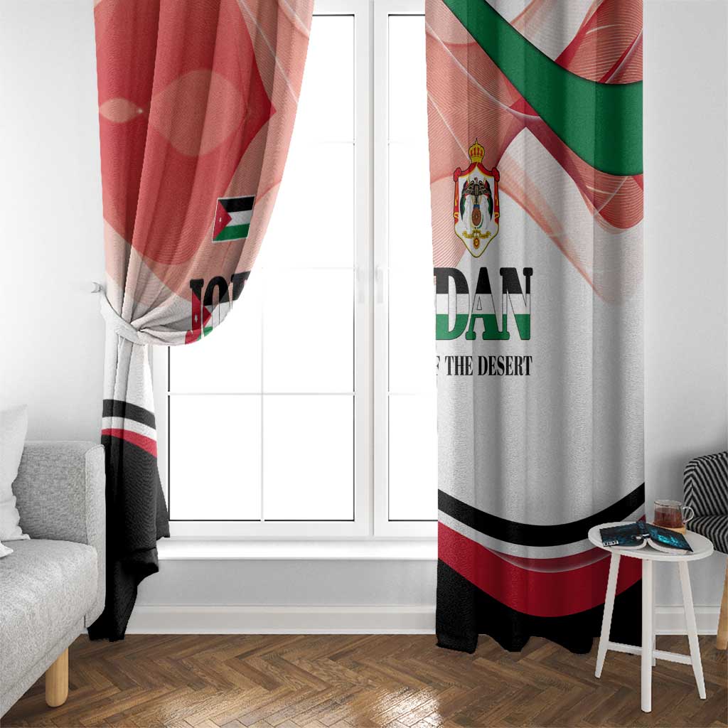 Jordan Emblem Window Curtain with Flag Colors and Desert Spirit Quote