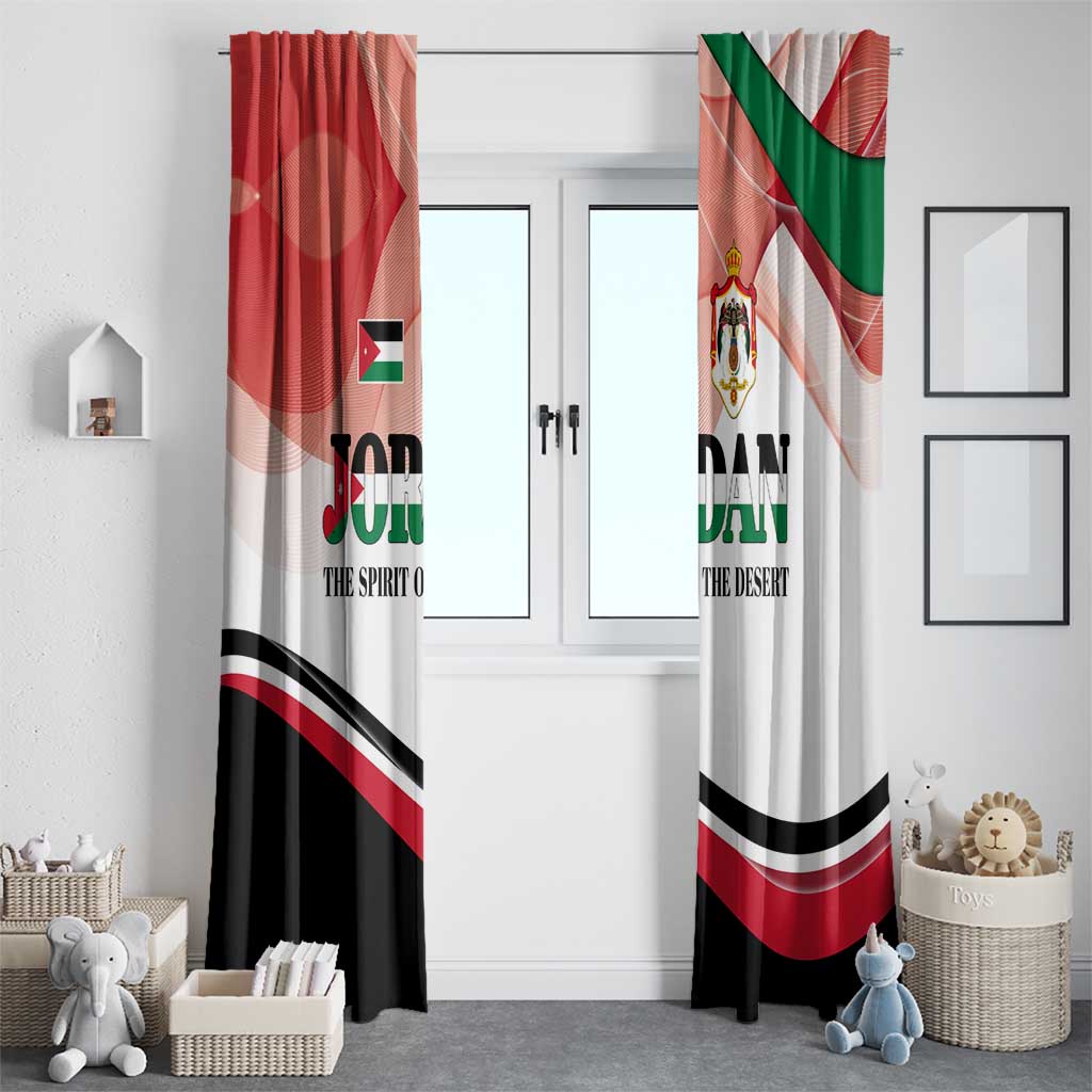 Jordan Emblem Window Curtain with Flag Colors and Desert Spirit Quote