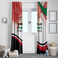 Jordan Emblem Window Curtain with Flag Colors and Desert Spirit Quote