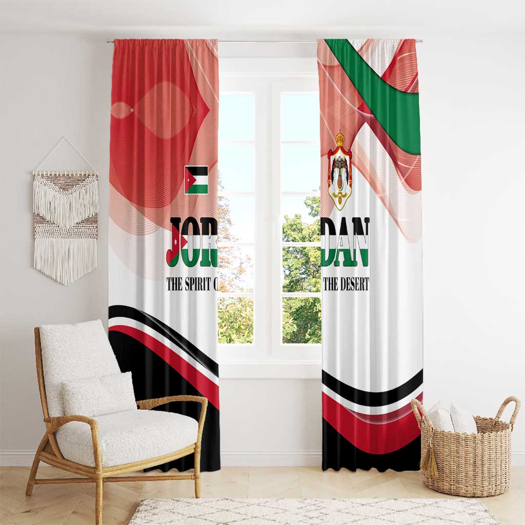 Jordan Emblem Window Curtain with Flag Colors and Desert Spirit Quote