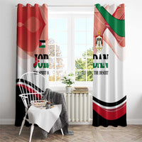 Jordan Emblem Window Curtain with Flag Colors and Desert Spirit Quote