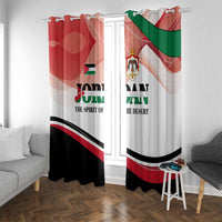 Jordan Emblem Window Curtain with Flag Colors and Desert Spirit Quote