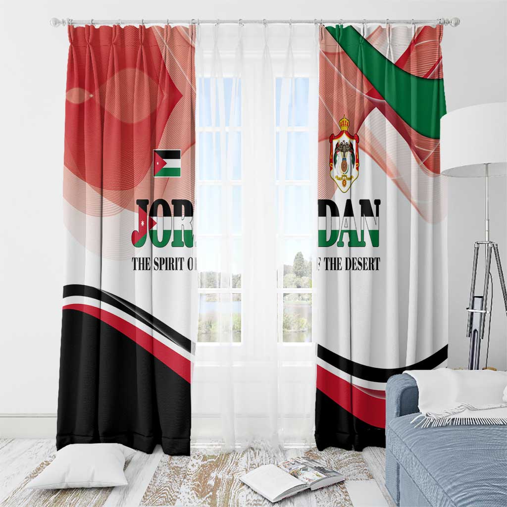 Jordan Emblem Window Curtain with Flag Colors and Desert Spirit Quote