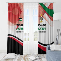 Jordan Emblem Window Curtain with Flag Colors and Desert Spirit Quote
