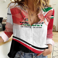 Jordan Emblem Women Casual Shirt with Flag Colors and Desert Spirit Quote
