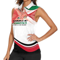 Jordan Emblem Women Sleeveless Polo Shirt with Flag Colors and Desert Spirit Quote