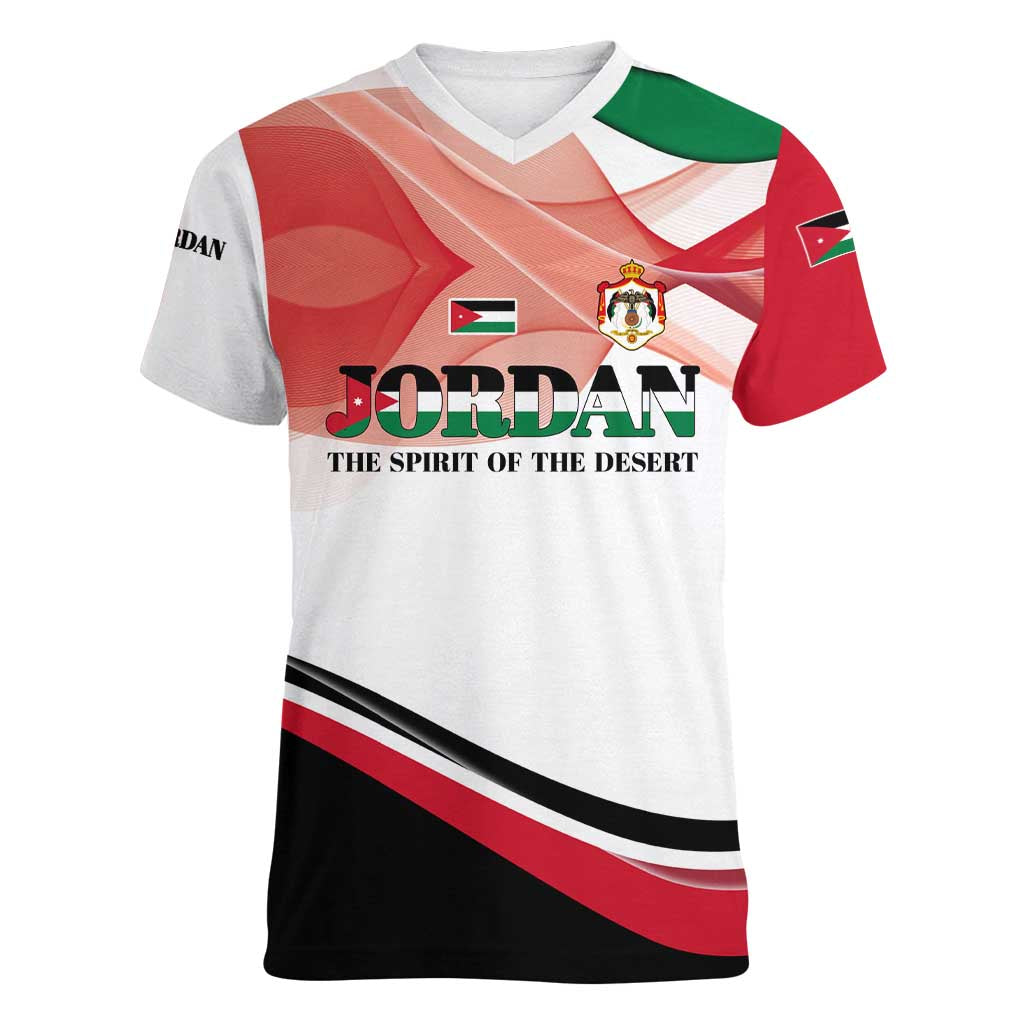 Jordan Emblem Women V-Neck T-Shirt with Flag Colors and Desert Spirit Quote