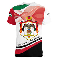 Jordan Emblem Women V-Neck T-Shirt with Flag Colors and Desert Spirit Quote