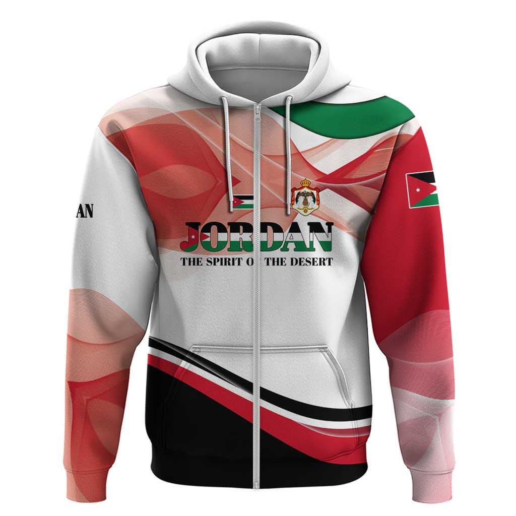 Jordan Emblem Zip Hoodie with Flag Colors and Desert Spirit Quote