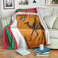 Wadi Rum Desert Blanket with Camel Rider and Jordan Flag Colors