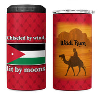 Wadi Rum Desert 4 in 1 Can Cooler Tumbler with Camel Rider and Jordan Flag Colors